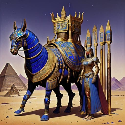 Ancient Egyptian Fantasy Warrior in Majestic Scarab Armor