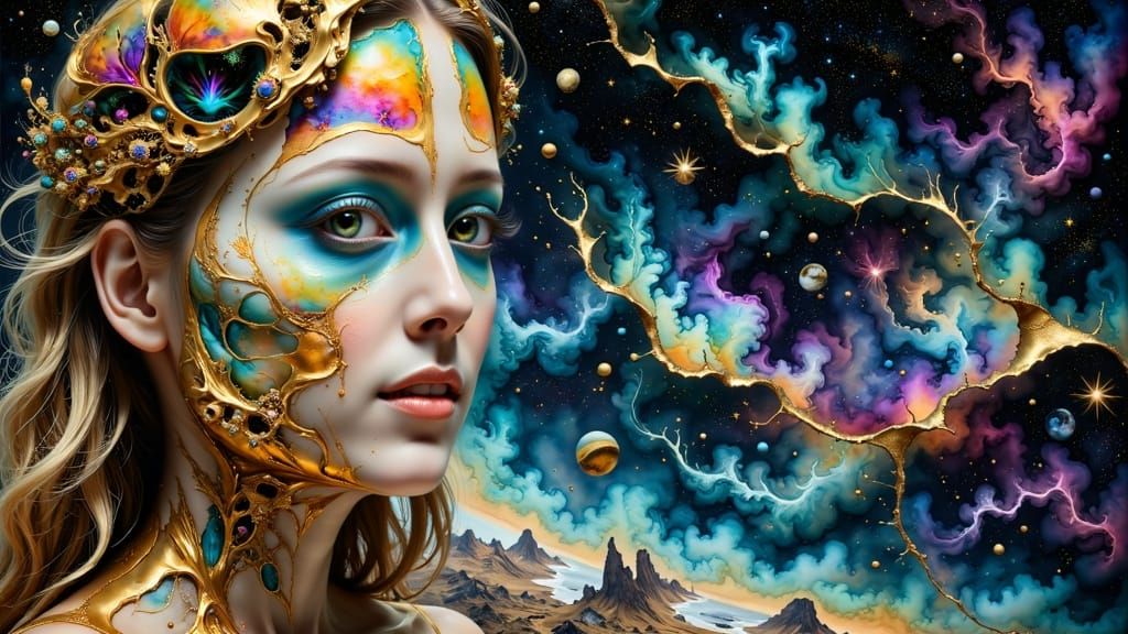 Woman Enters Painting: Hyperkraximalismus Digital Art