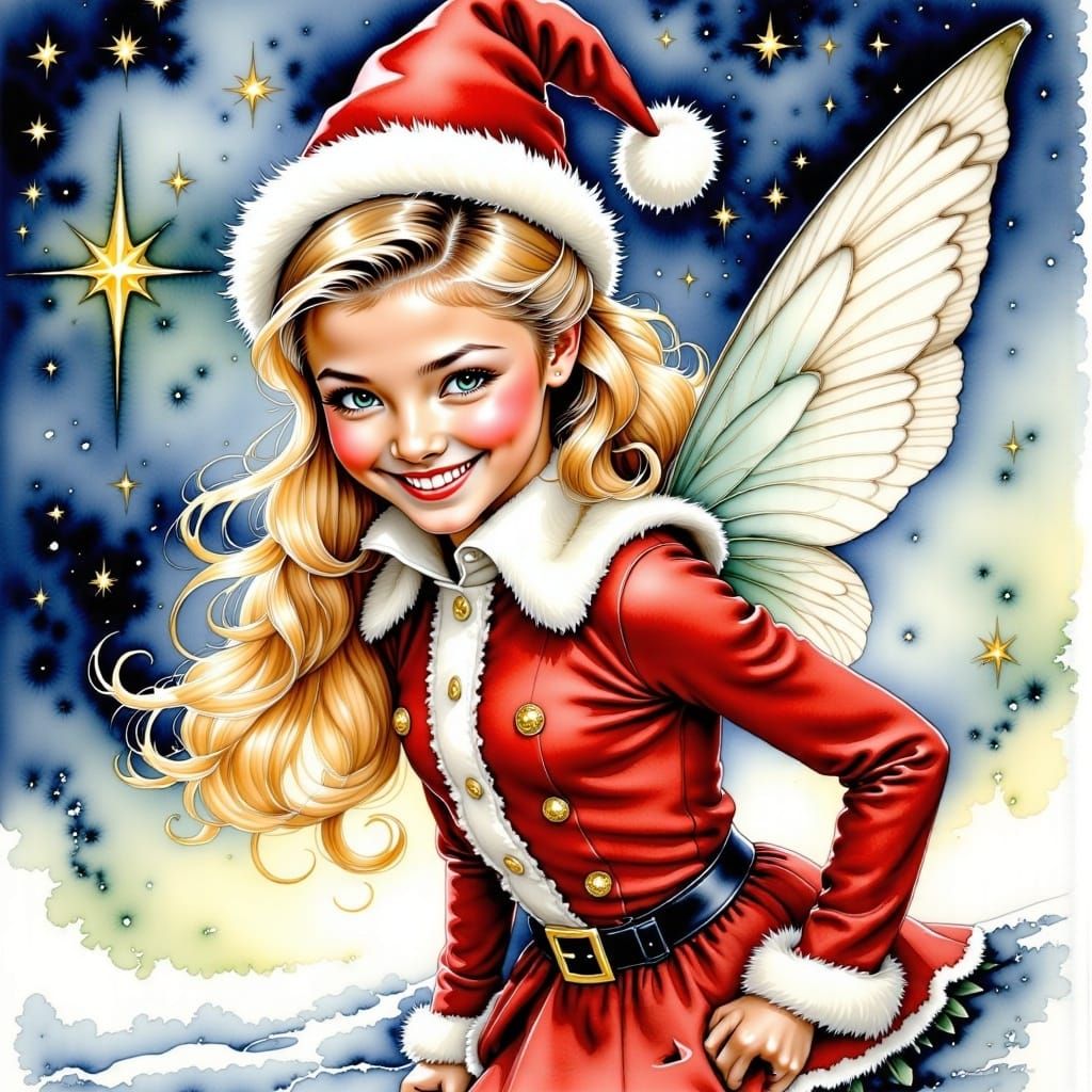 Fairy Tinky in Santa's attires