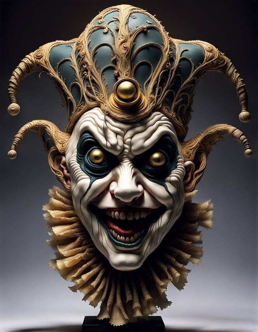 Proto-Surrealist Clown Creature Taxidermy in Baroque Style