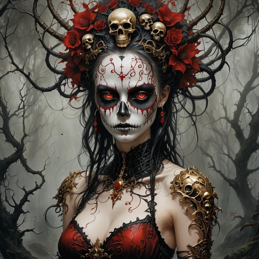 Goth Punk Girl: Bioluminescent Fantasy Art