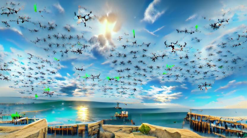 Drones Flying Over Ocean in 8K Unreal Engine