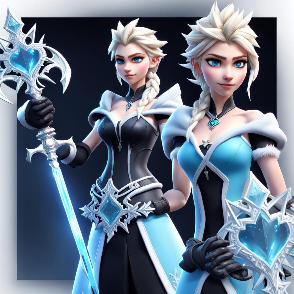 Elsa with Keyblade: Kingdom Hearts Concept Art