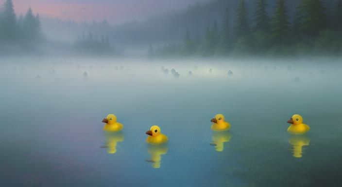 Ethereal Rubber Ducks in Hyperdetailed Fantasy Mist