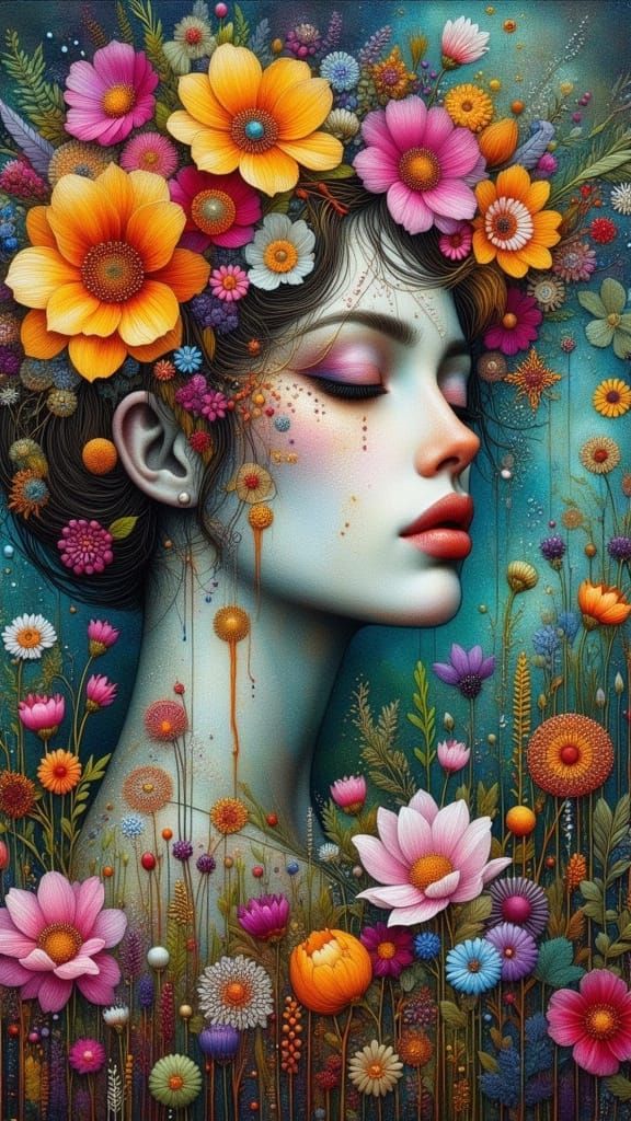 Surrealist Quilted Earth Scene in Unique Flare Style