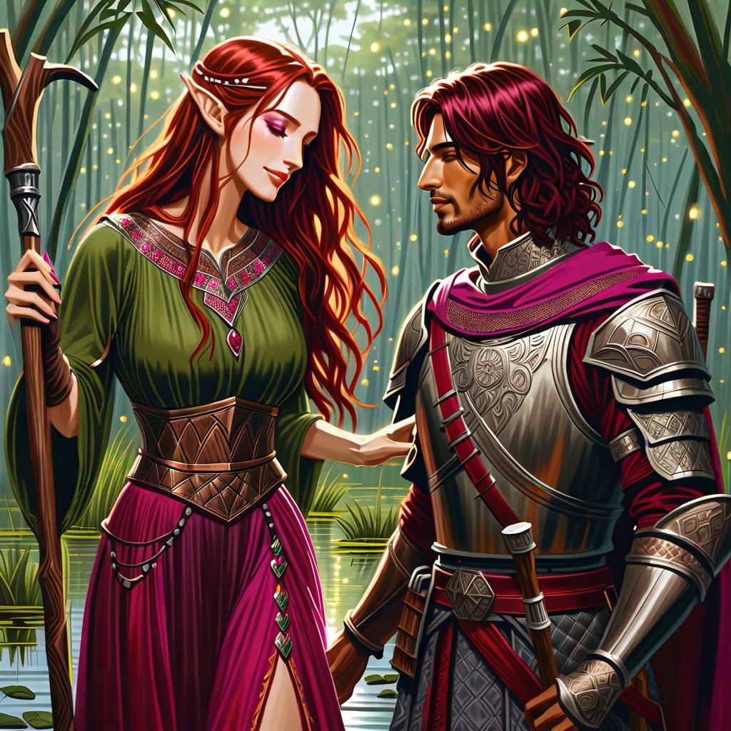 Enchanted Meeting: Elf Druid and Moorish Soldier