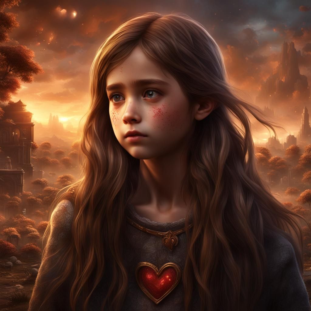 Heartbreak: A Girl's Sorrow in Detailed Matte Painting