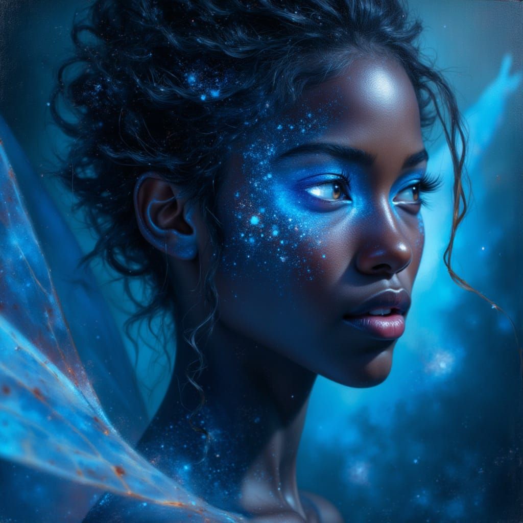 Lupita Nyong'o as Blue Fairy Goddess in Brushed Oils