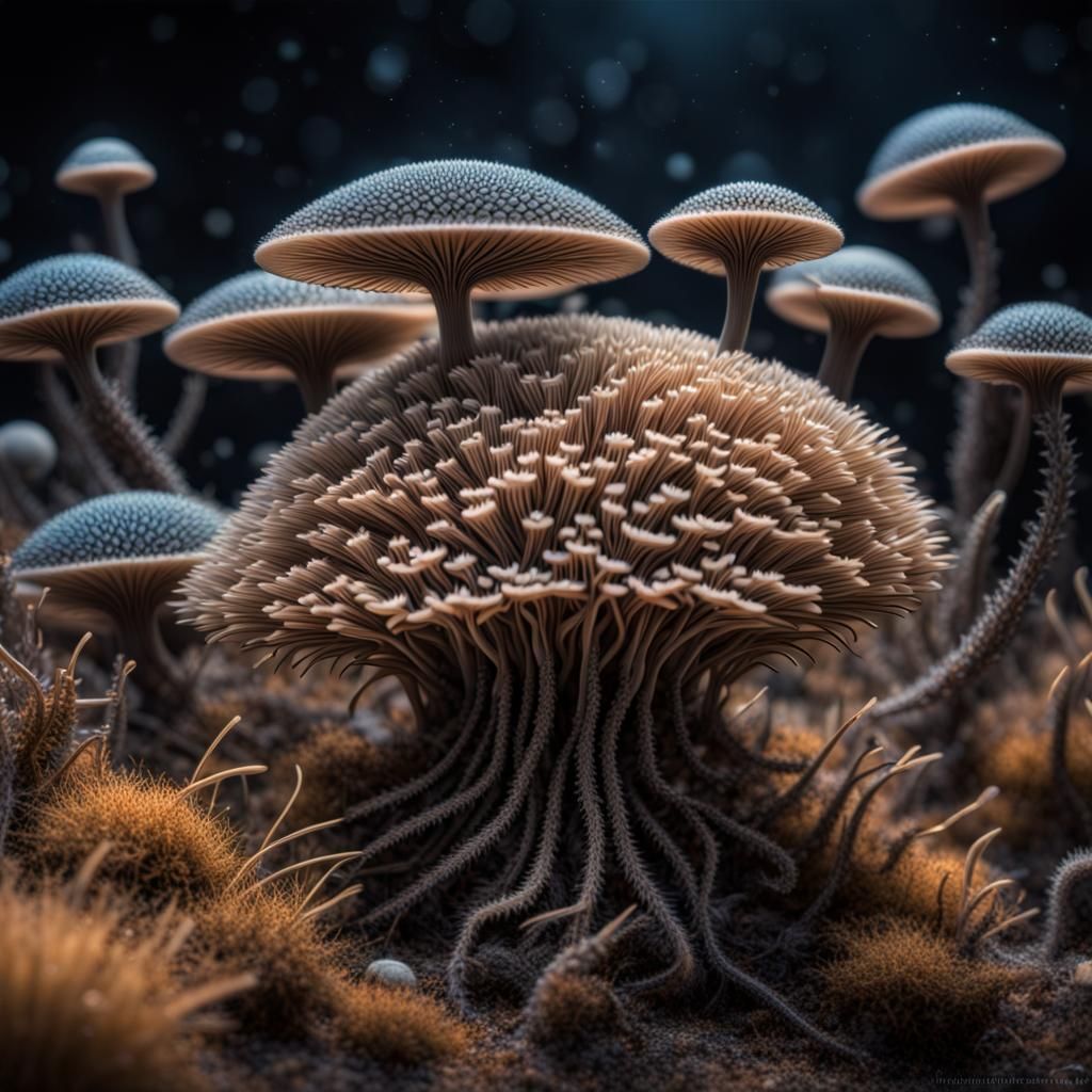 Hyperrealistic Cosmic Spore with Sable Barbs