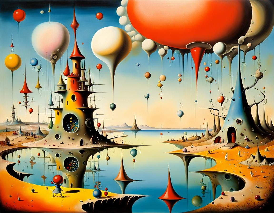Surreal Colorful Landscape in Style of Dali and Tanguy