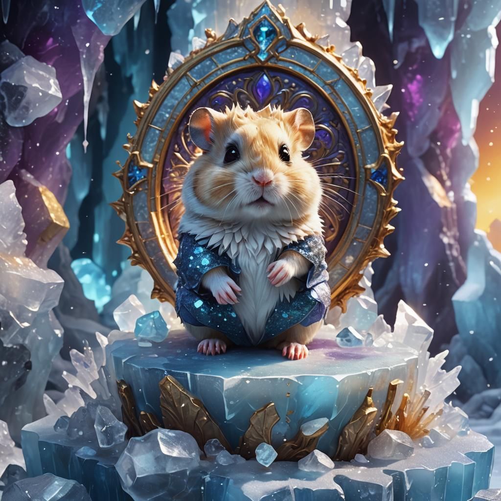 Hamster King on Ice Throne in Icy Kingdom