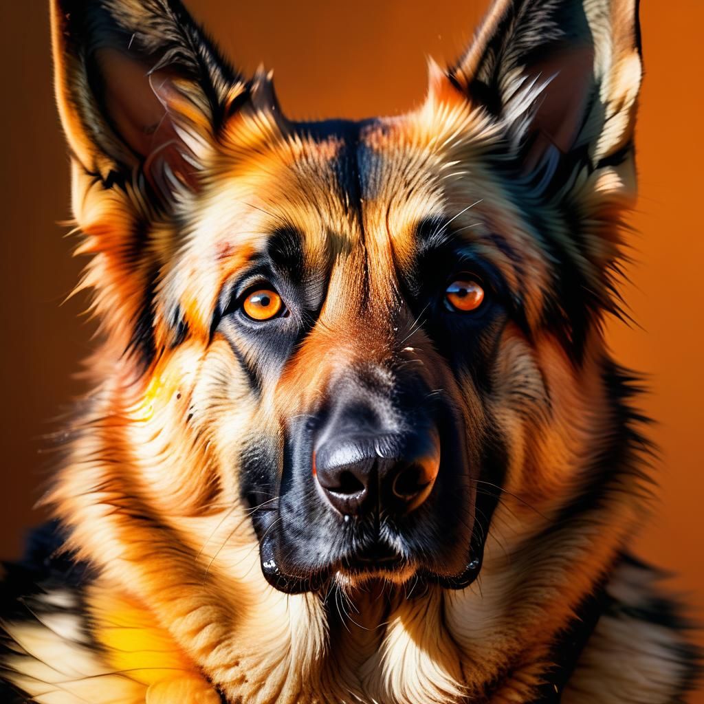 Abstract Expressionist Portrait of a German Shepherd