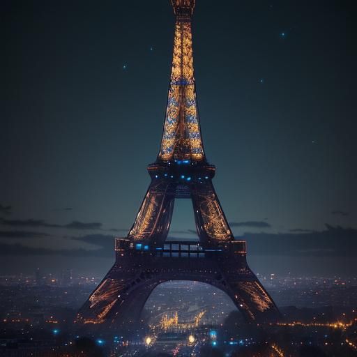 Eiffel Tower Reimagined as Art Nouveau Dreamscape
