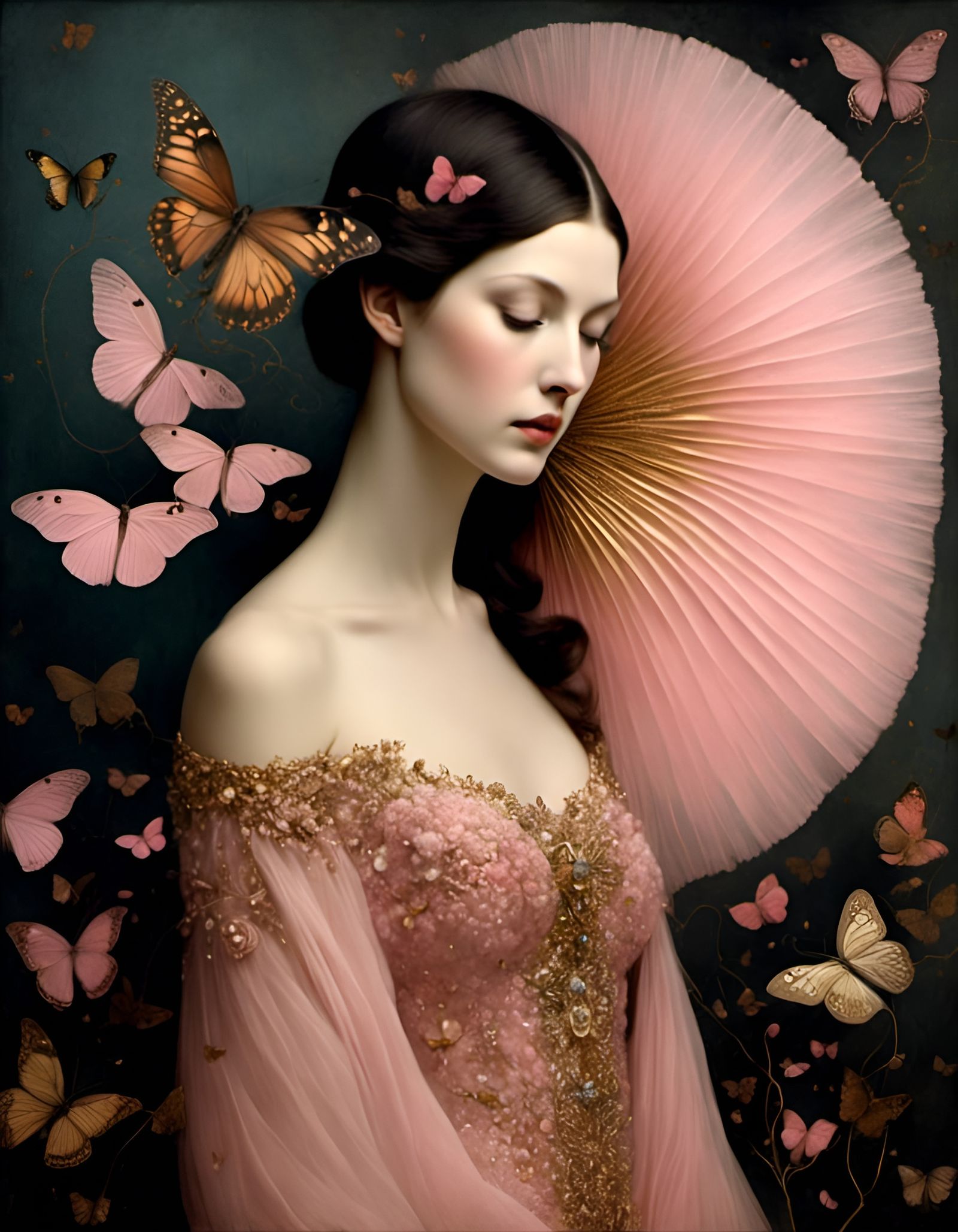 Antique Portrait of Two Friends in Delicate Surrealism