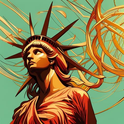 Luminous Statue of Liberty Digital Art