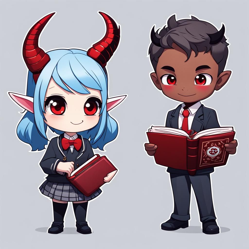 Chibi Imp and School Pupil in Uniform