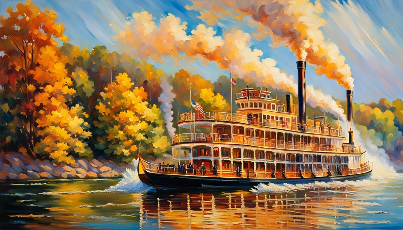Proud Mary Steamboat in Impressionist Style