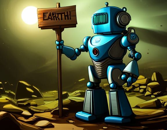 Earth Day Robot in Dark Fantasy Style