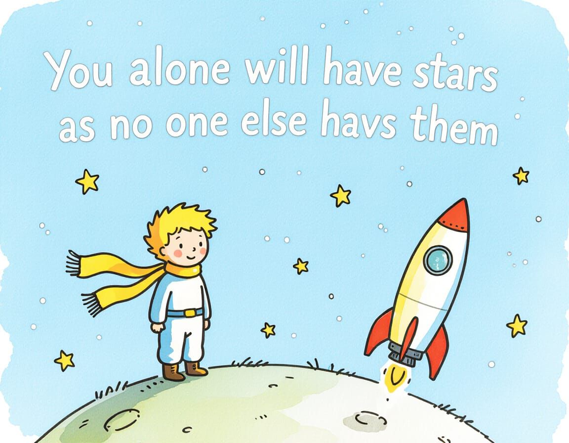 Astronaut on Planet in Saint-Exupéry Style