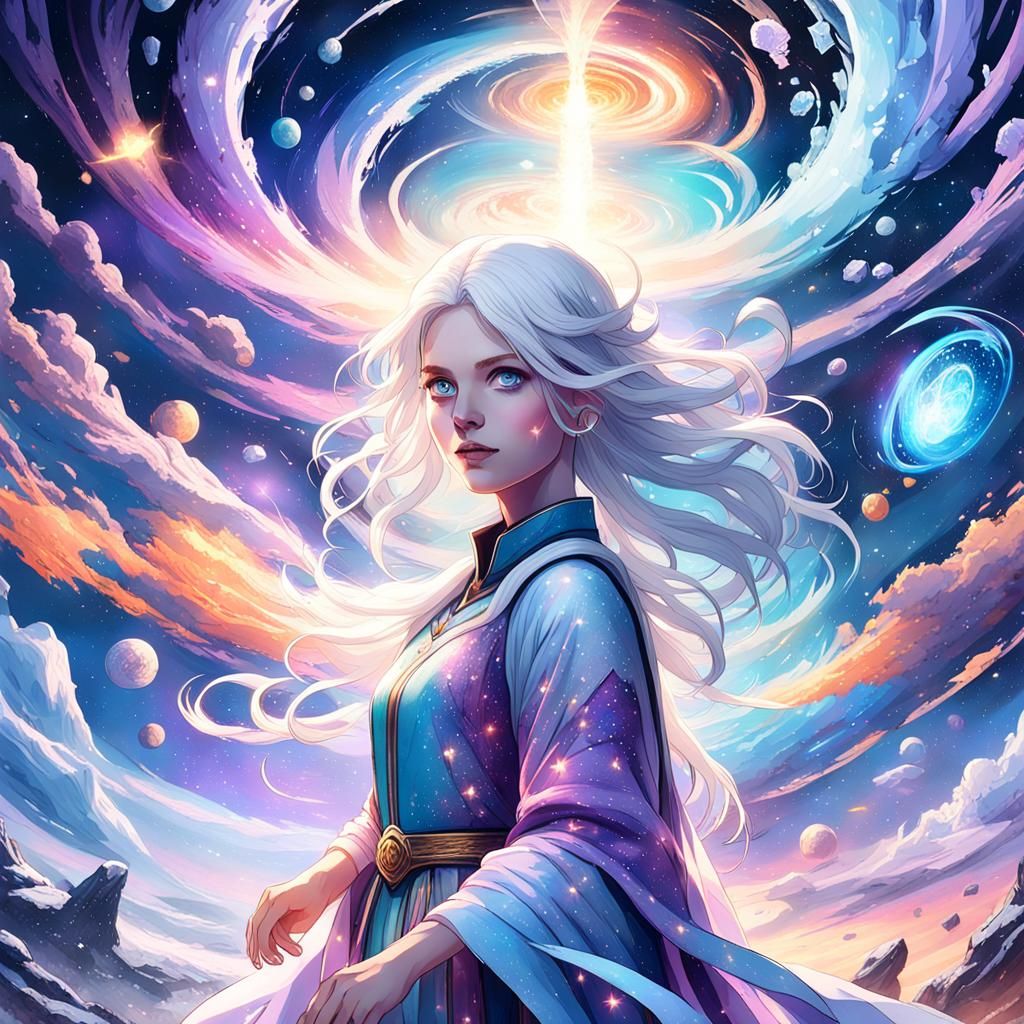 Galactic Woman in Ethereal Art Nouveau Style