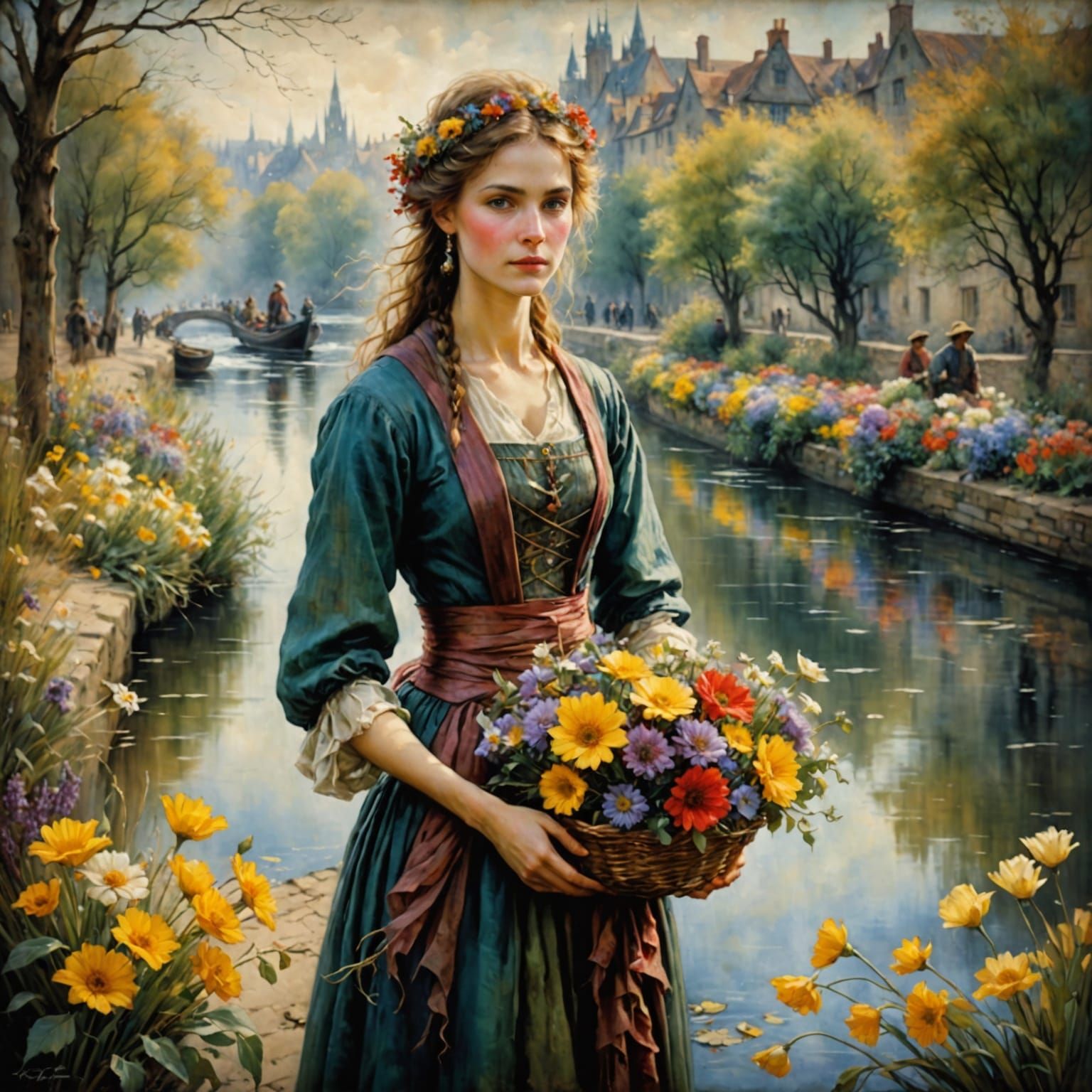 Riverbank Florist in Whimsical Oils