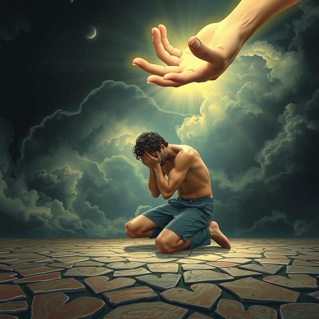 Luminous Hand Reaching Down From The Sky