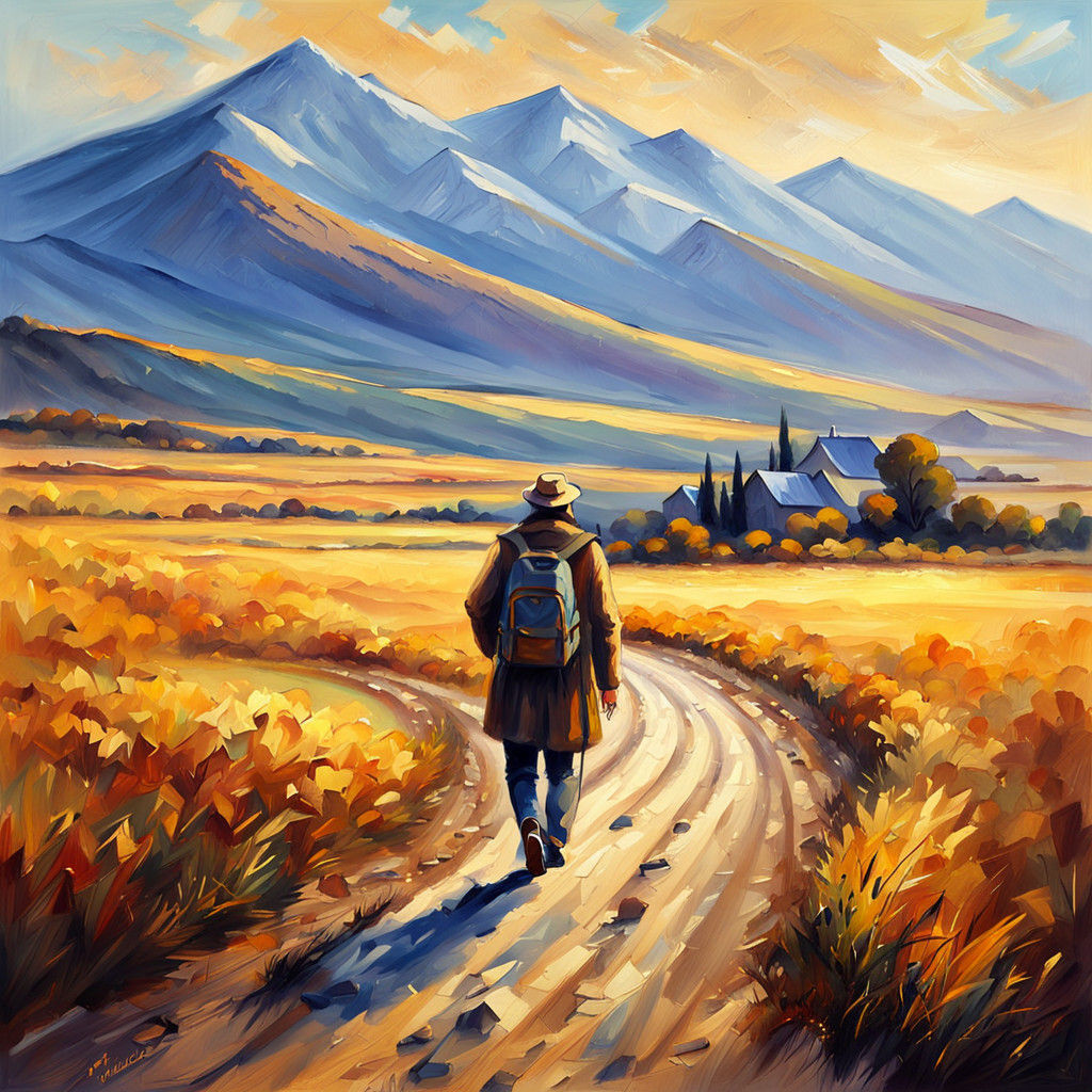 Surreal Landscape of a Wandering Soul in Golden Light