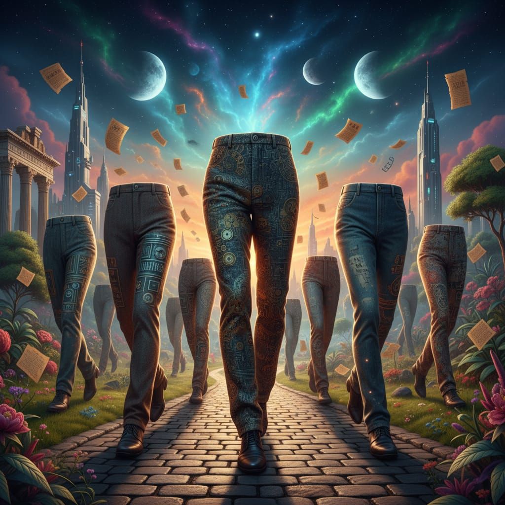 Cadre of Very Tall Autonomous Trousers in Polychronicity