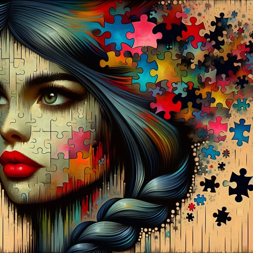 Stylized Airbrush Illustration of a Girl in Dynamic Movement