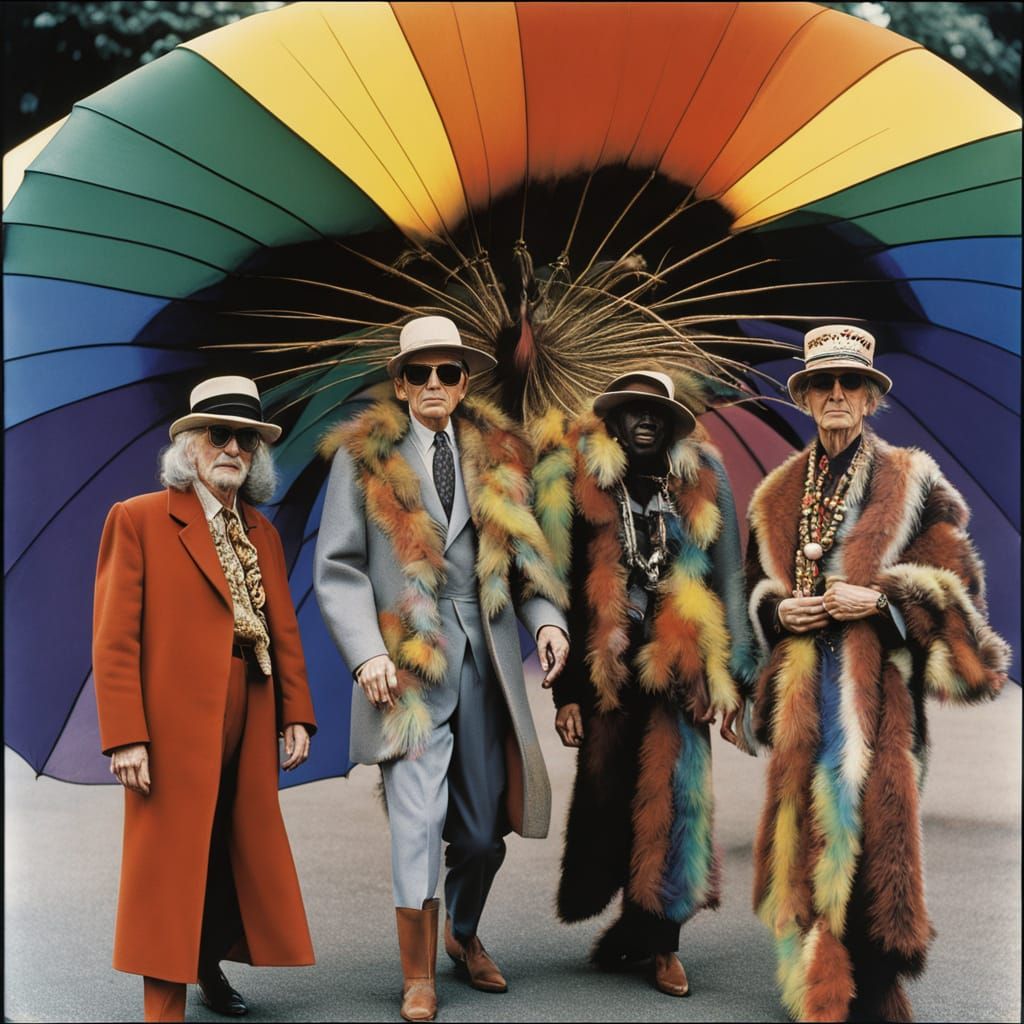 Exquisite Rainbow Feather Mohawk Shamanic Costume in Vibrant...