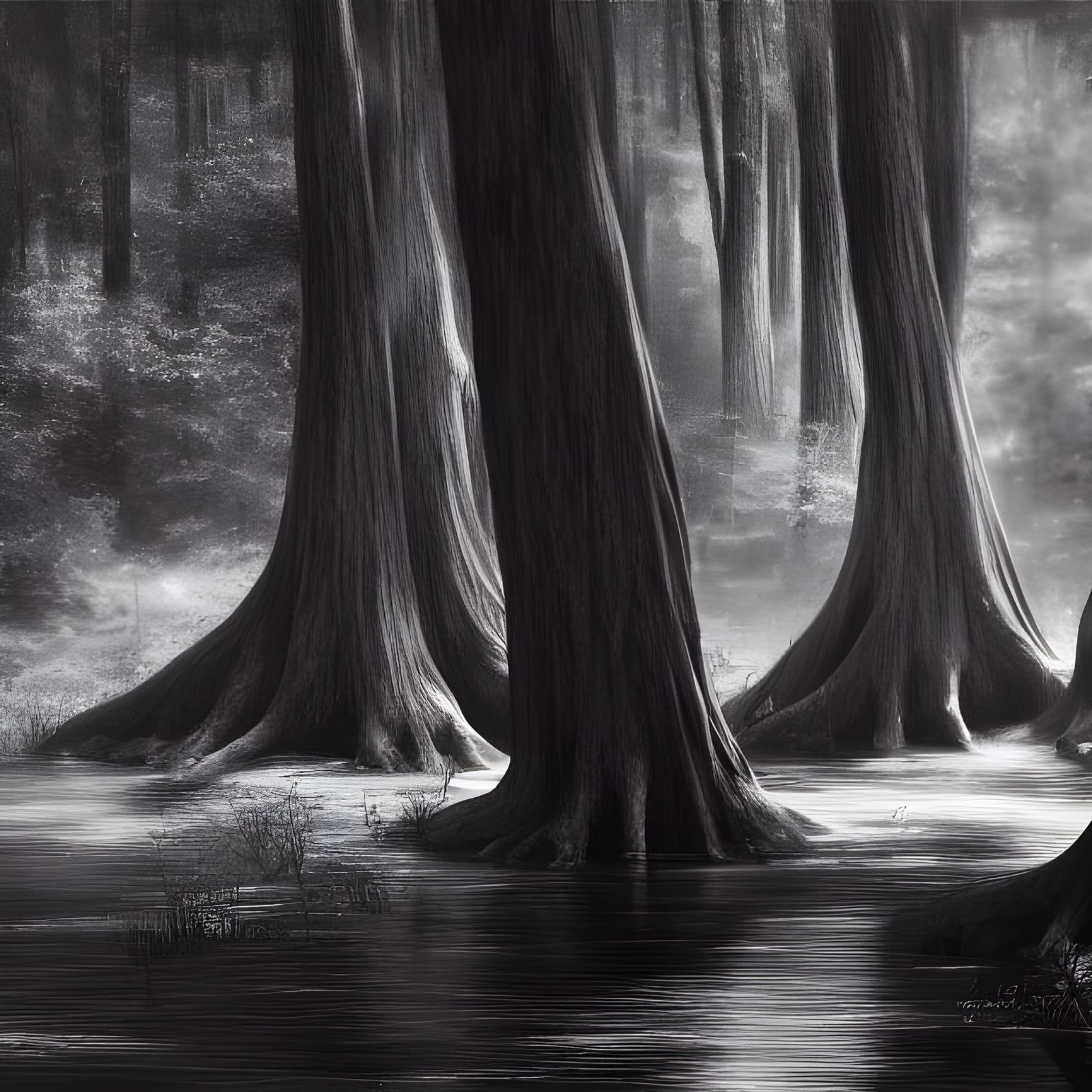 Bloodhounds Running Through Cypress Swamp: Hyperrealist Pain...