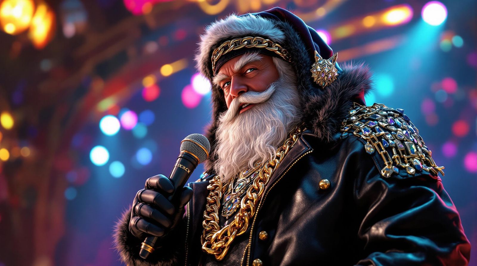 Santa Claus Rapper in Intricate 3D Texture