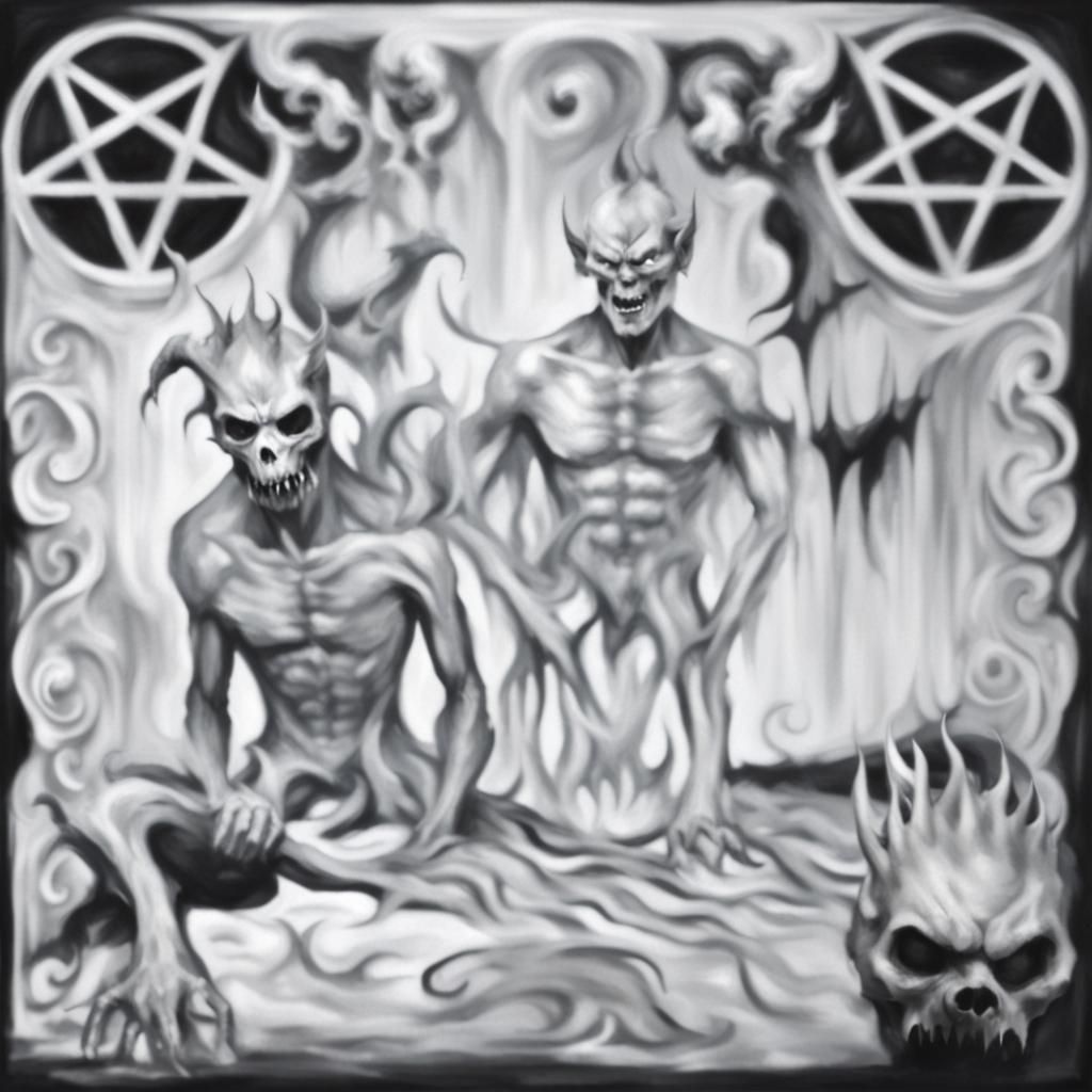 Demonic Devil of the Dark Age in Black and White