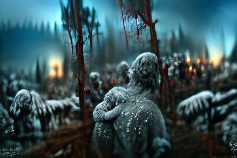 Horror Scene with Frostbite, Matte Painting Style