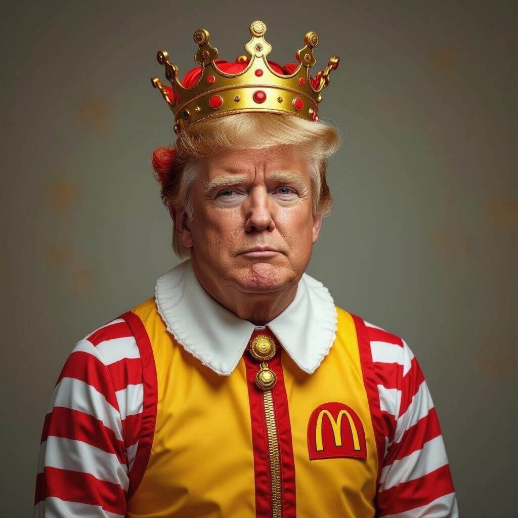 Donald Trump as Ronald McDonald in Hyperrealism Style