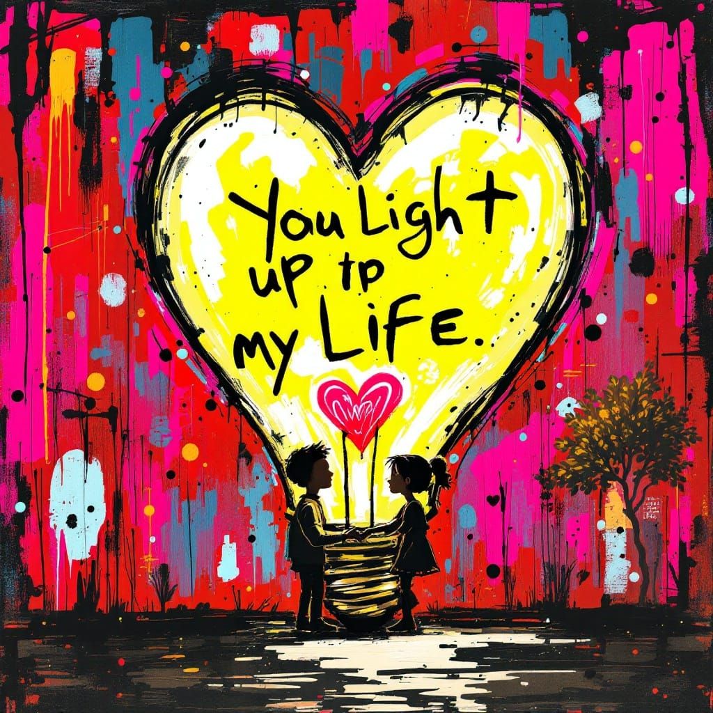 Love Illuminated by Vibrant Heart-Shaped Lightbulb