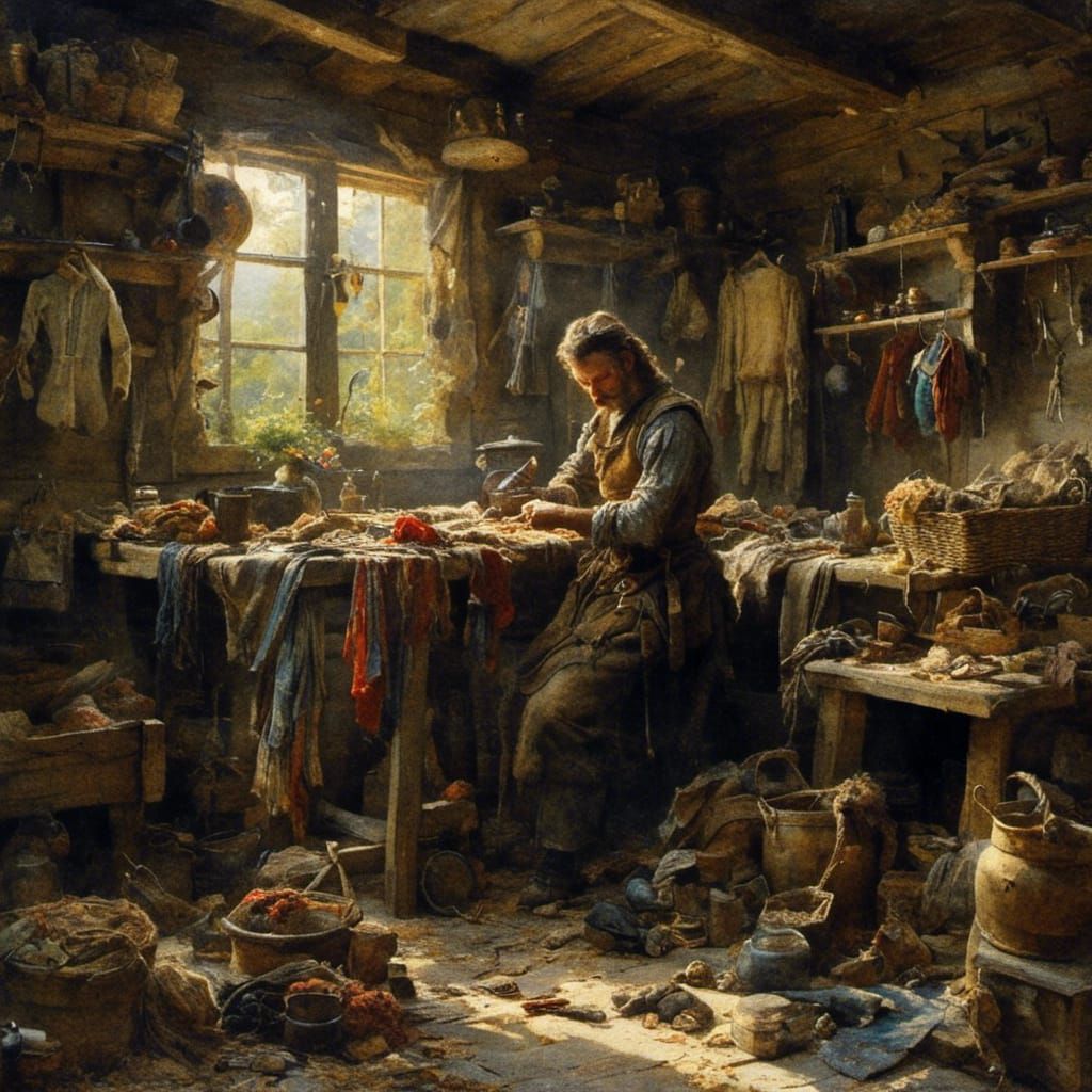 Fantasy Tailor Creating Clothes in Light Fantasy Style