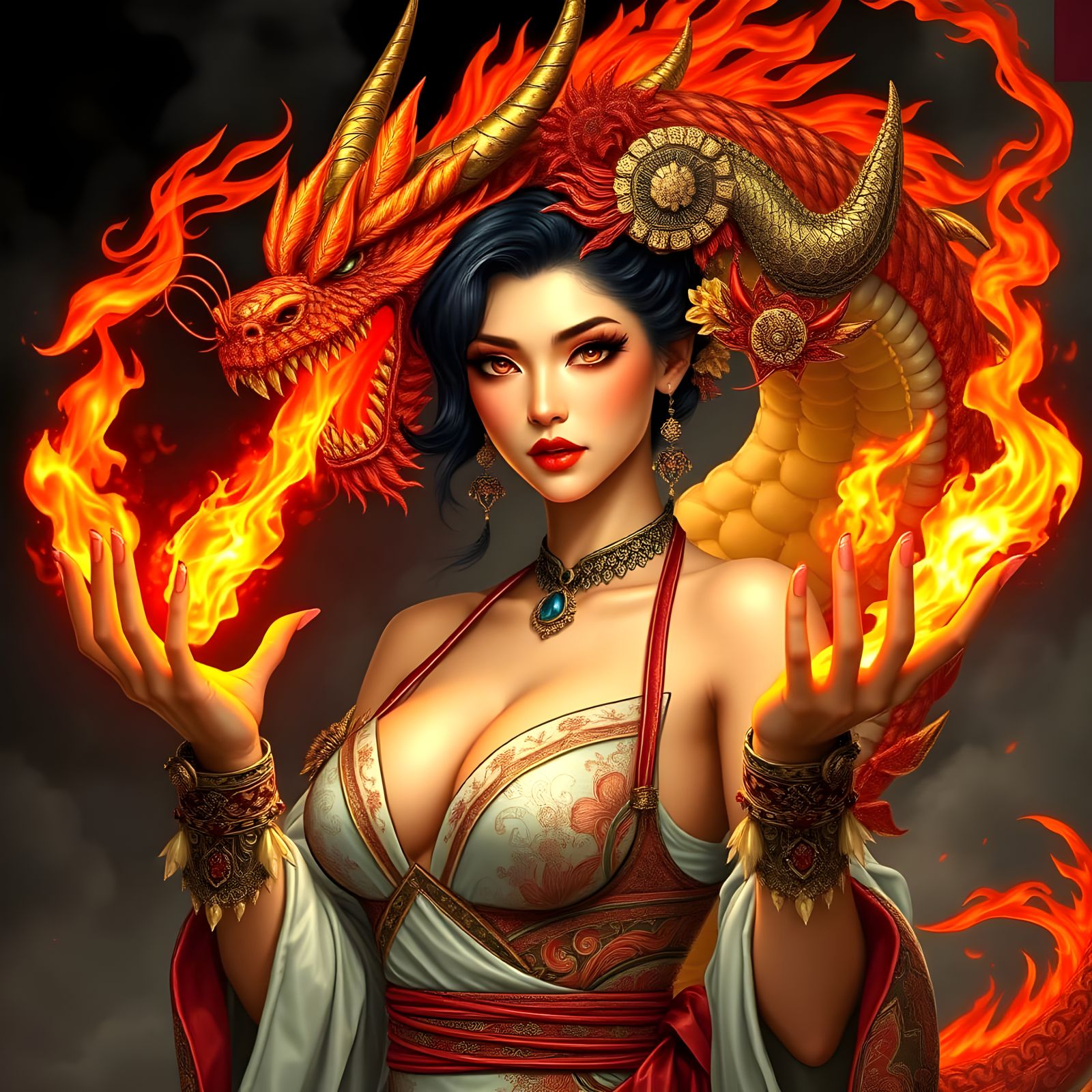 Sultry Dragon Goddess Unleashes Fiery Passion