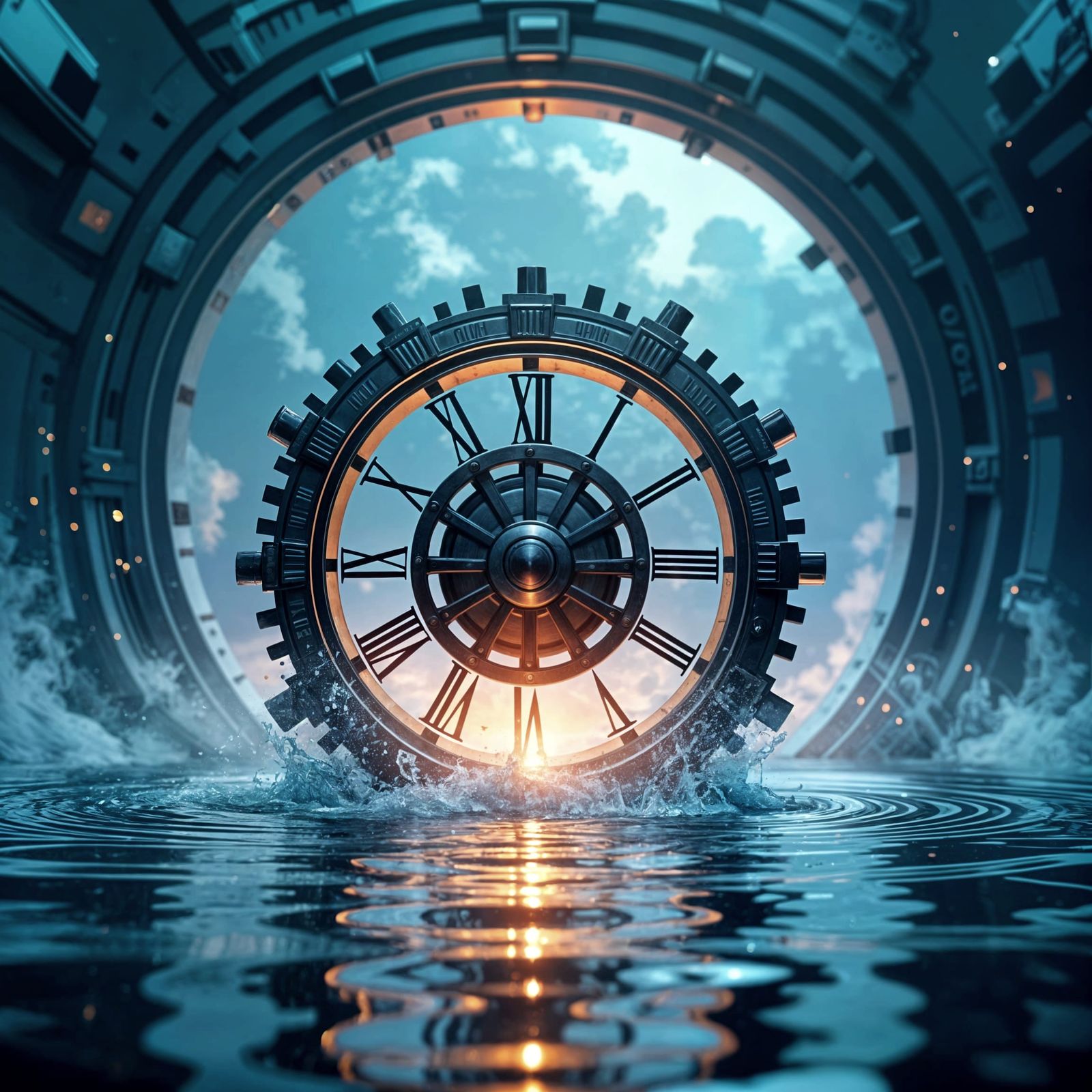 Clock Melts into Multi-Temporal Portal in Studio Photo