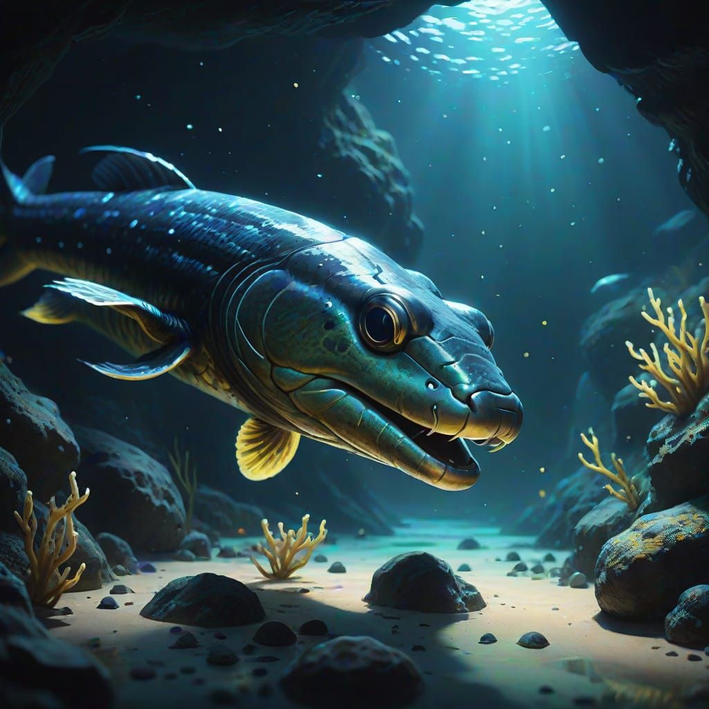 Realistic Eel Concept Art with Bioluminescent Markings