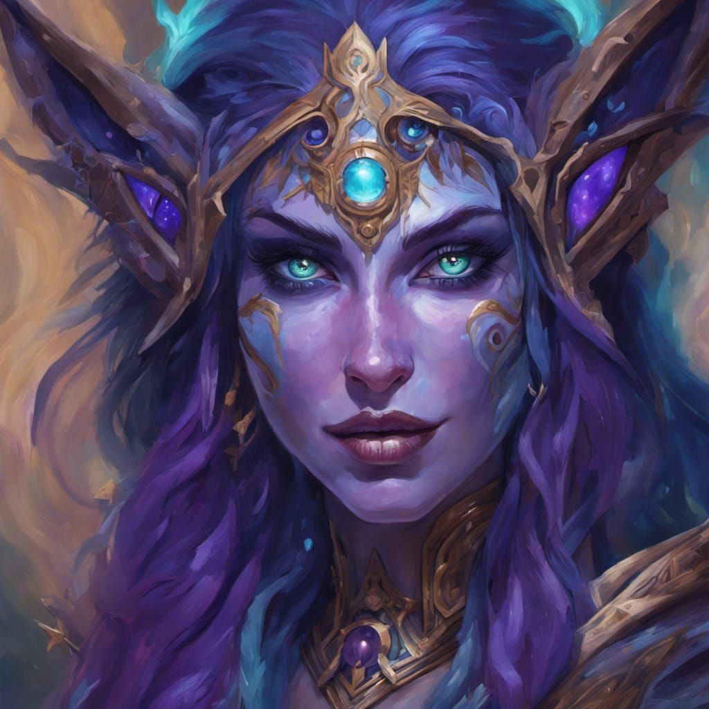 Night elf high priestess Tyrande Whisperwind portrait