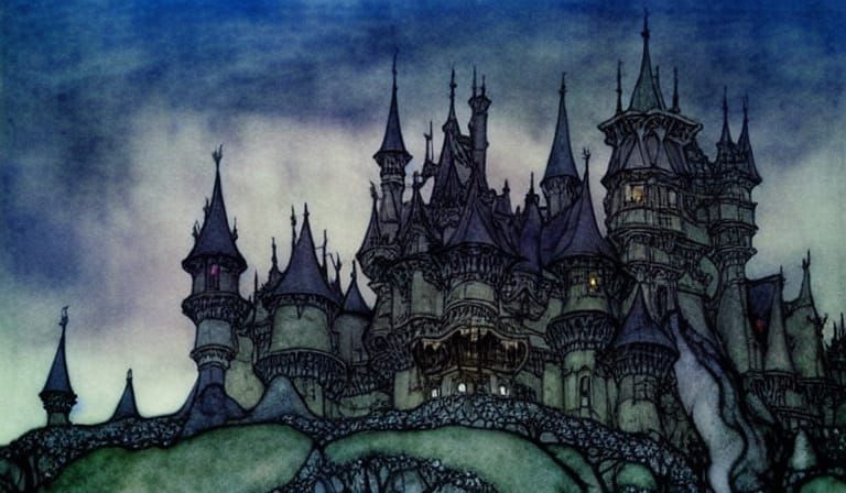 Fairytale Castle Illustration in Storybook Style