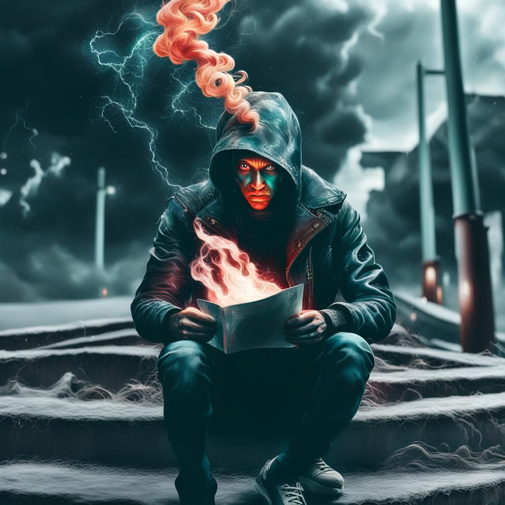 Surreal Portrait in Stormy Atmosphere