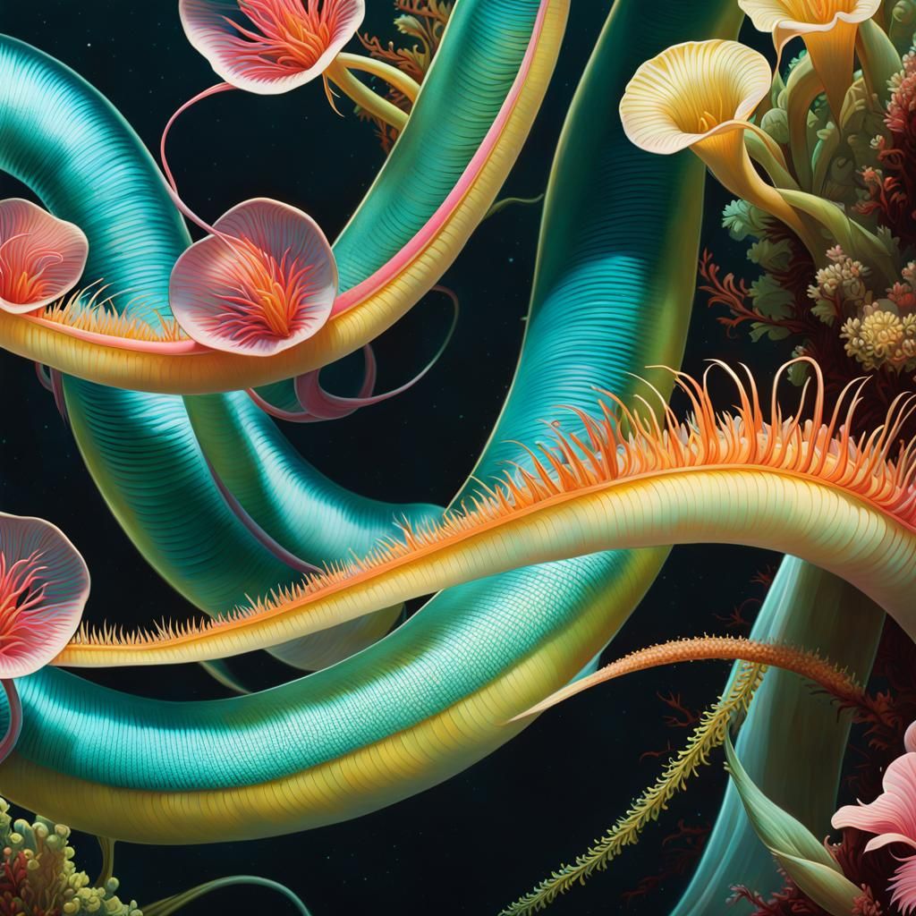 Luminescent Underwater Worms and Carnivorous Reef