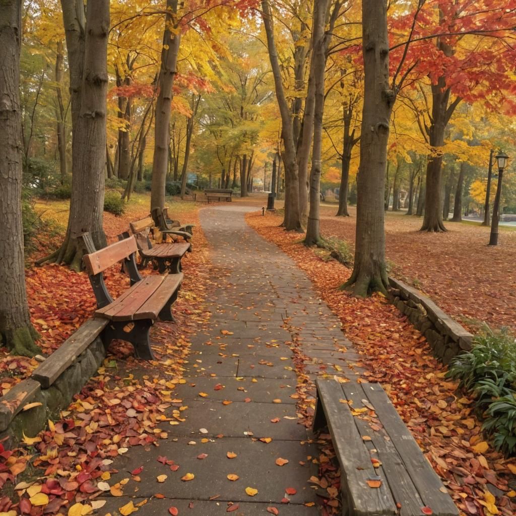 Picturesque Autumnal Forest Scene in Golden Sunlight
