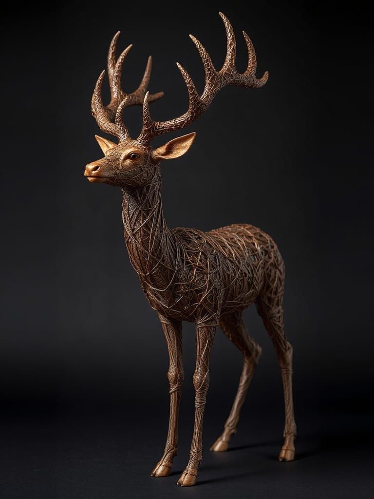 Wire Deer Sculpture in Minimalist Style