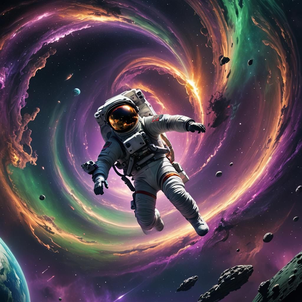 Astronaut Enters Black Hole: Sci-Fi Concept Art