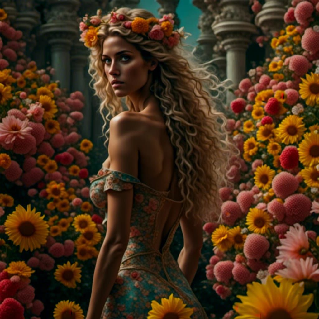 Persephone, Radiant Goddess of Spring in Hyperrealism