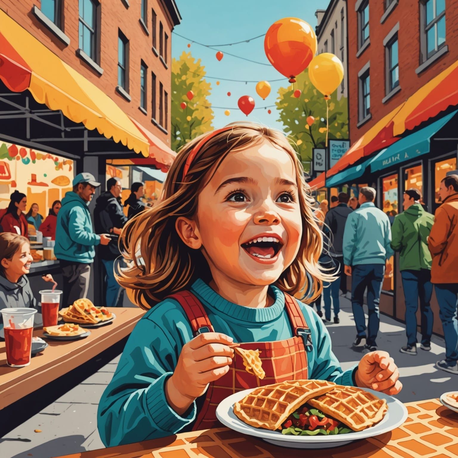 Joyful Ink Illustration of Street Food Festival