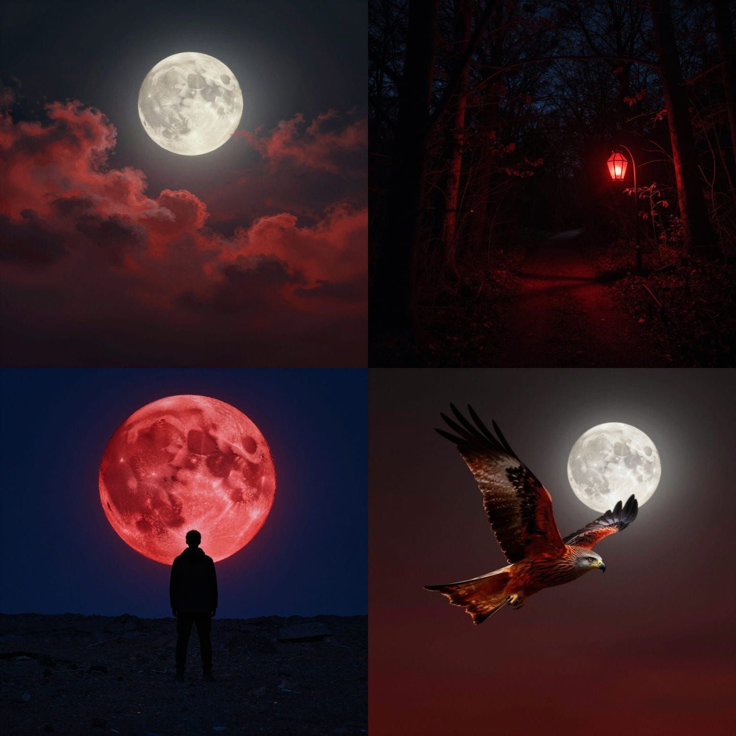 Crimson Night Sky with a Dominant Moon